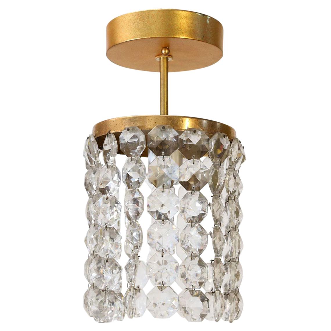 Austrian Single  Flush Mount Pendant With Crystal Ropes
