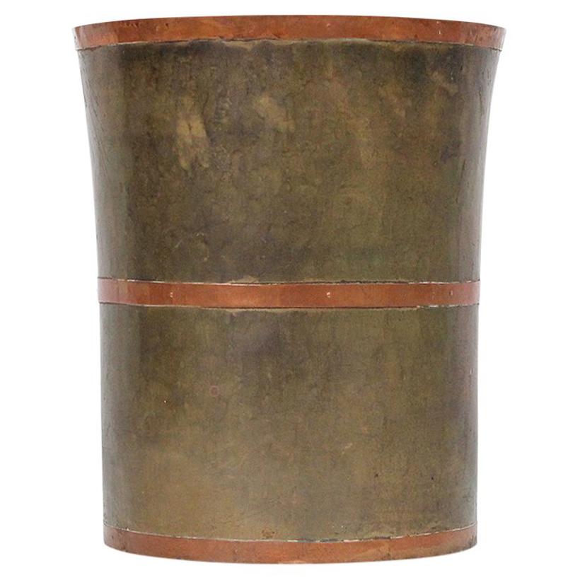 Modernist Brass and Copper Wastebasket