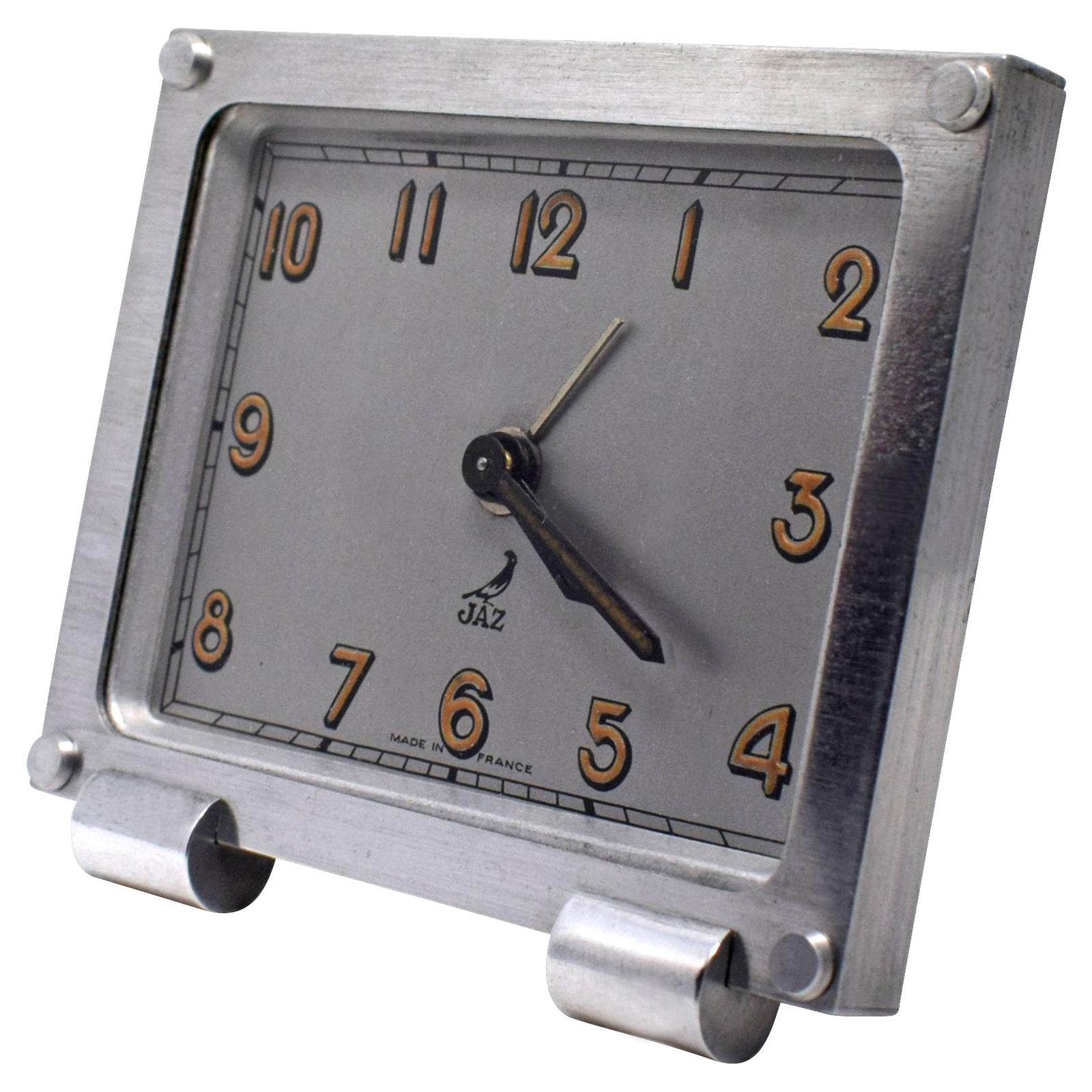 Art Deco French Miniature Alarm Clock by JAZ, circa 1930