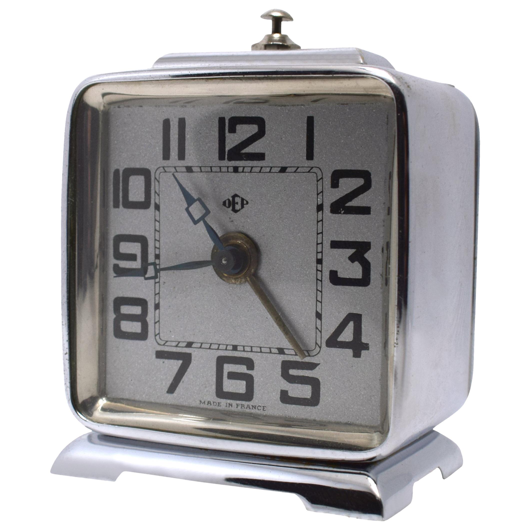 Art Deco French Miniature Alarm Clock by Dep, circa 1930