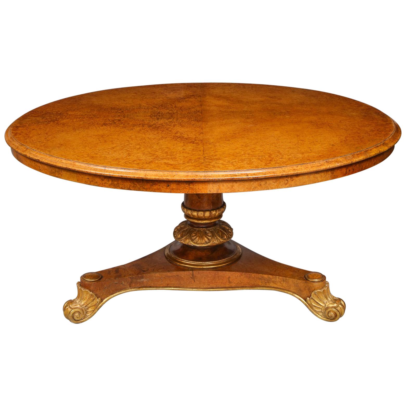 George IV Amboyna and Parcel Gilt Center Table For Sale