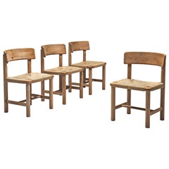 Rainer Daumiller Set of Four Dining Chairs in Solid Pine and Cane