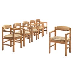 Rainer Daumiller Set of Six Armchairs in Solid Pine and Cane