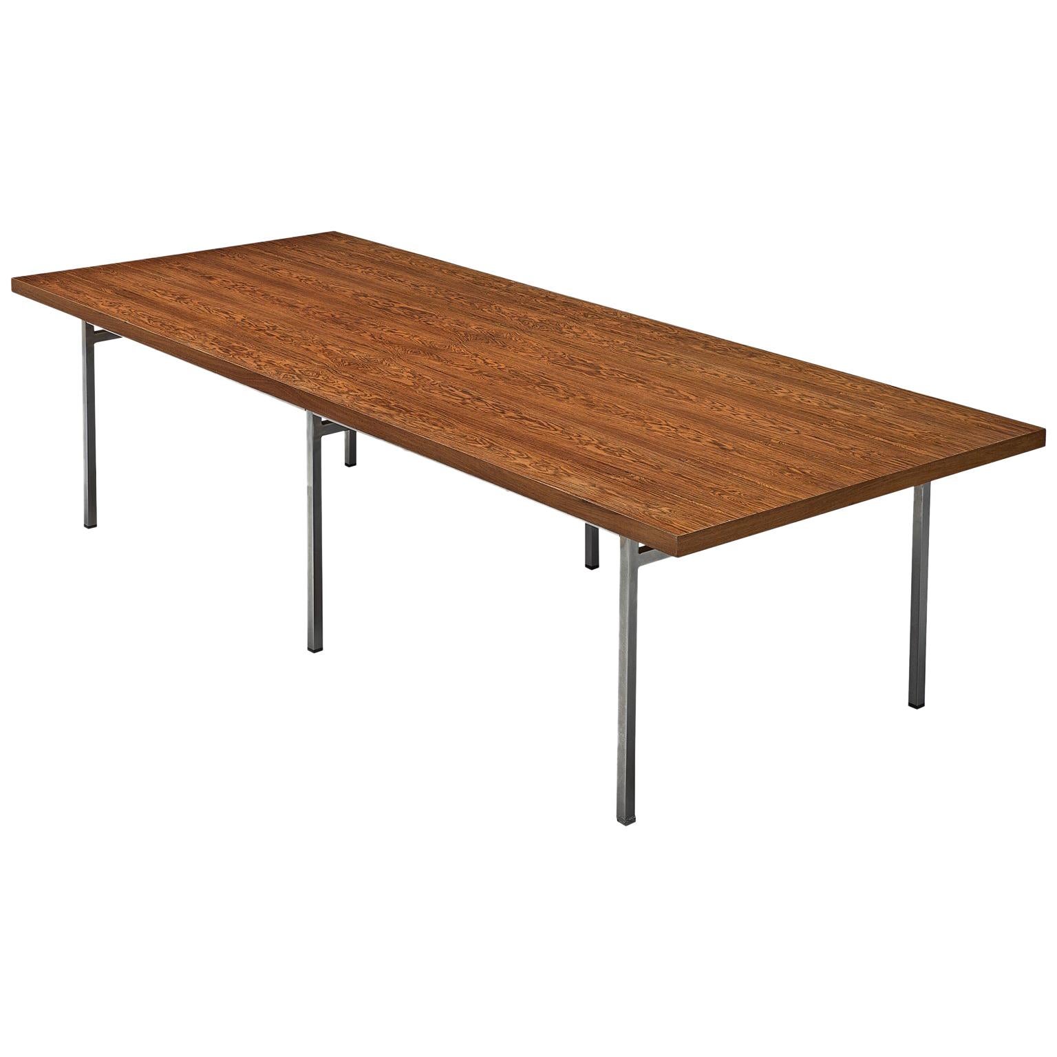 German Dining Table in Rosewood and Chromed Steel