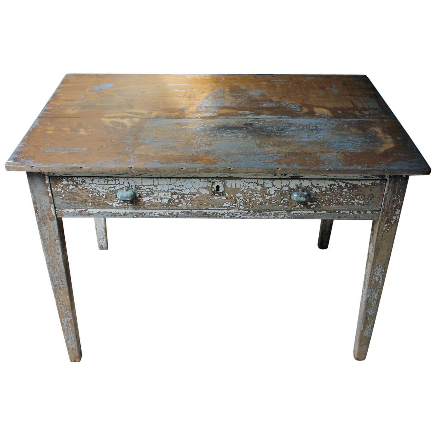 French Painted Pine Side Table, circa 1890