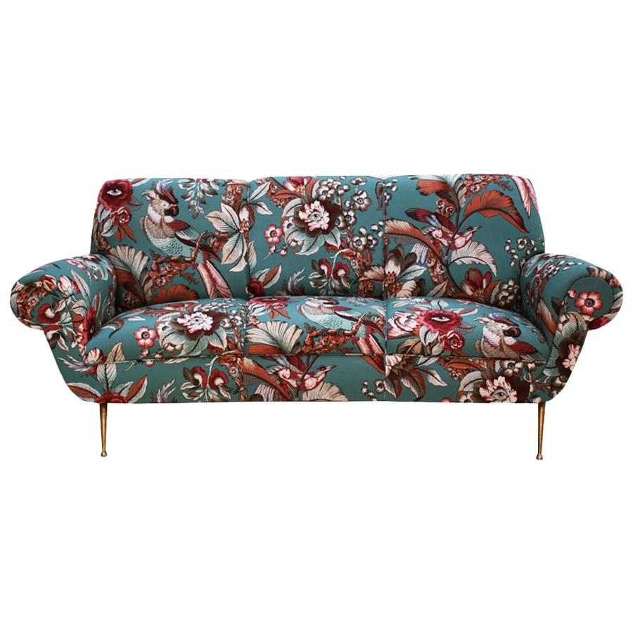 Gigi Radice Mid-Century Modern Upholstered in Pattern Fabric Italian Sofa