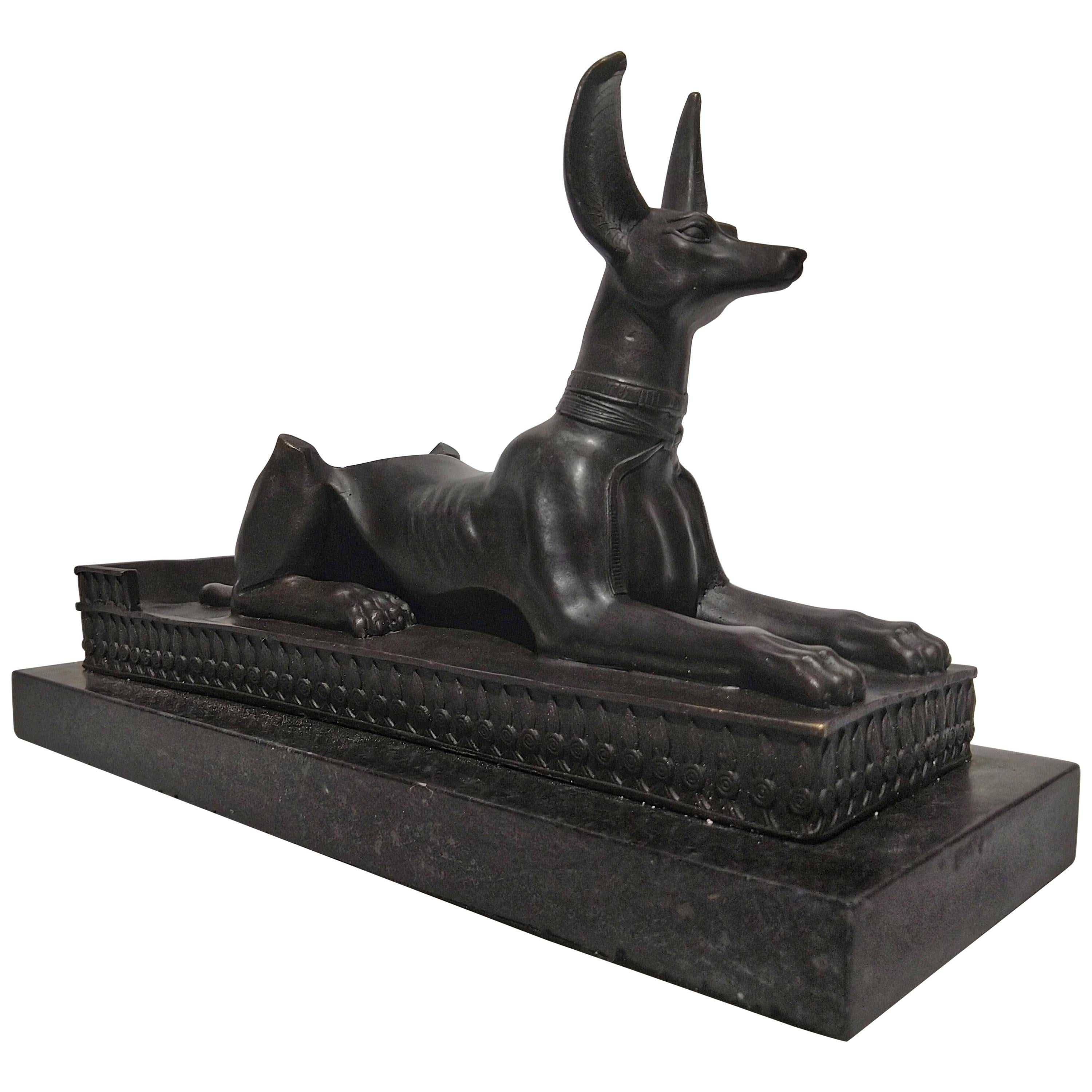 20th Century Sculpture Figure Bronze Anubis Sphinx Bottle Holder