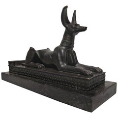 20ème siècle Sculpture Figure Bronze Anubis Sphinx Porte Bouteille