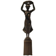 Vintage 20th Century Art Deco Sculpture Figure Bronze Nymph Daphne By Milo