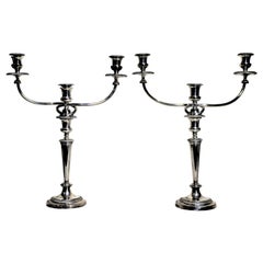 Mathew Bolton Antique Sheffield Silver Plated 3 Branch Convertible Candelabras