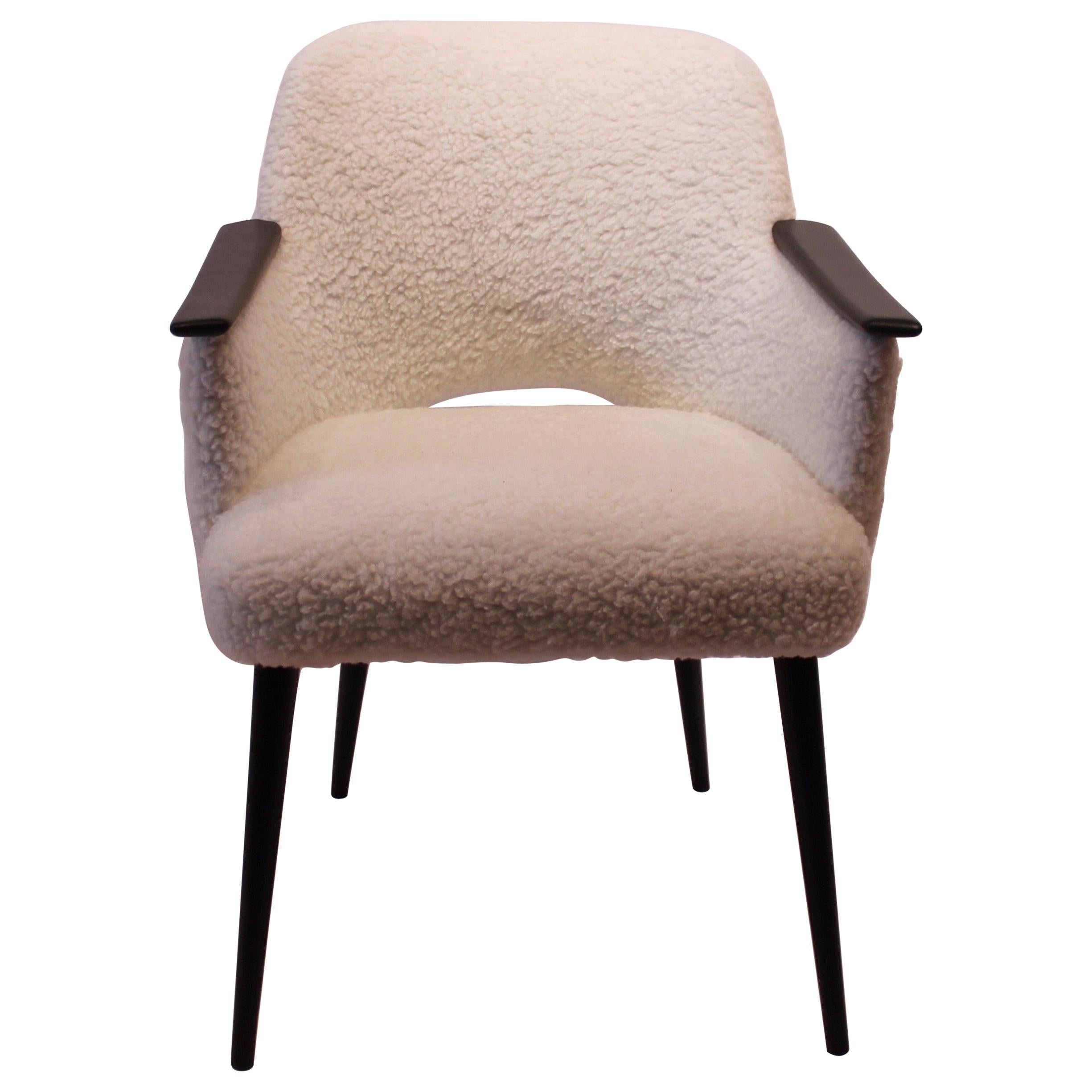 Easy Chair Upholstered in Sheep Wool, Danish Design, 1960s