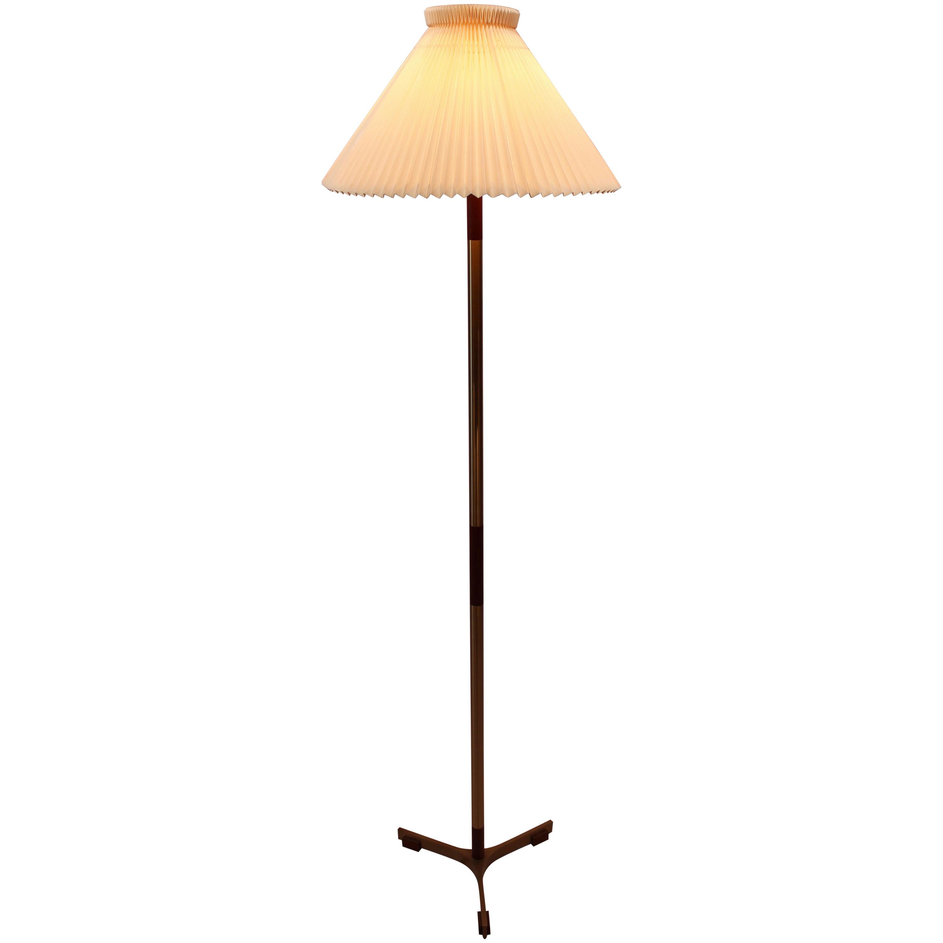 Tall Floor Lamp of Teak and Brass, of Danish Design from the 1960s