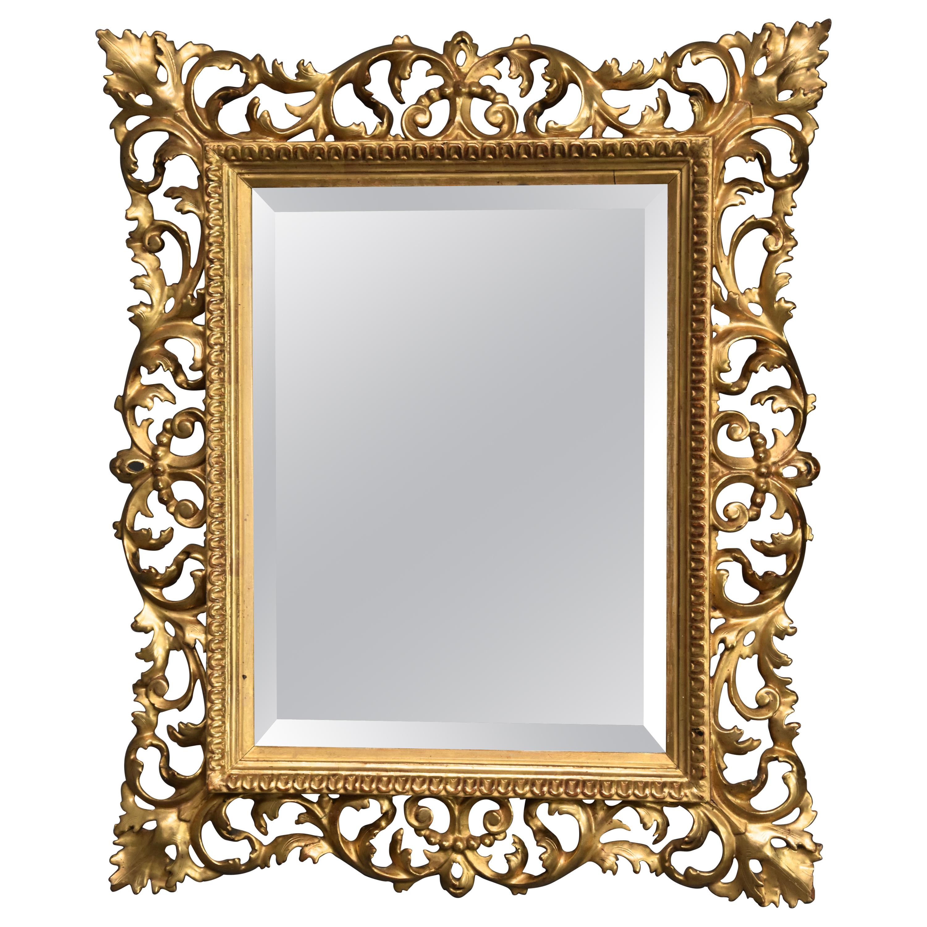 Late 19th Century Fine Quality Florentine Carved Giltwood Mirror For Sale