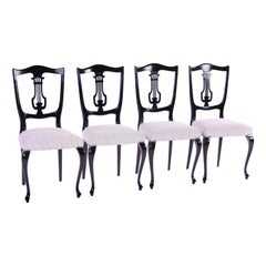 Czech Historism Design Black and White Dining Chairs