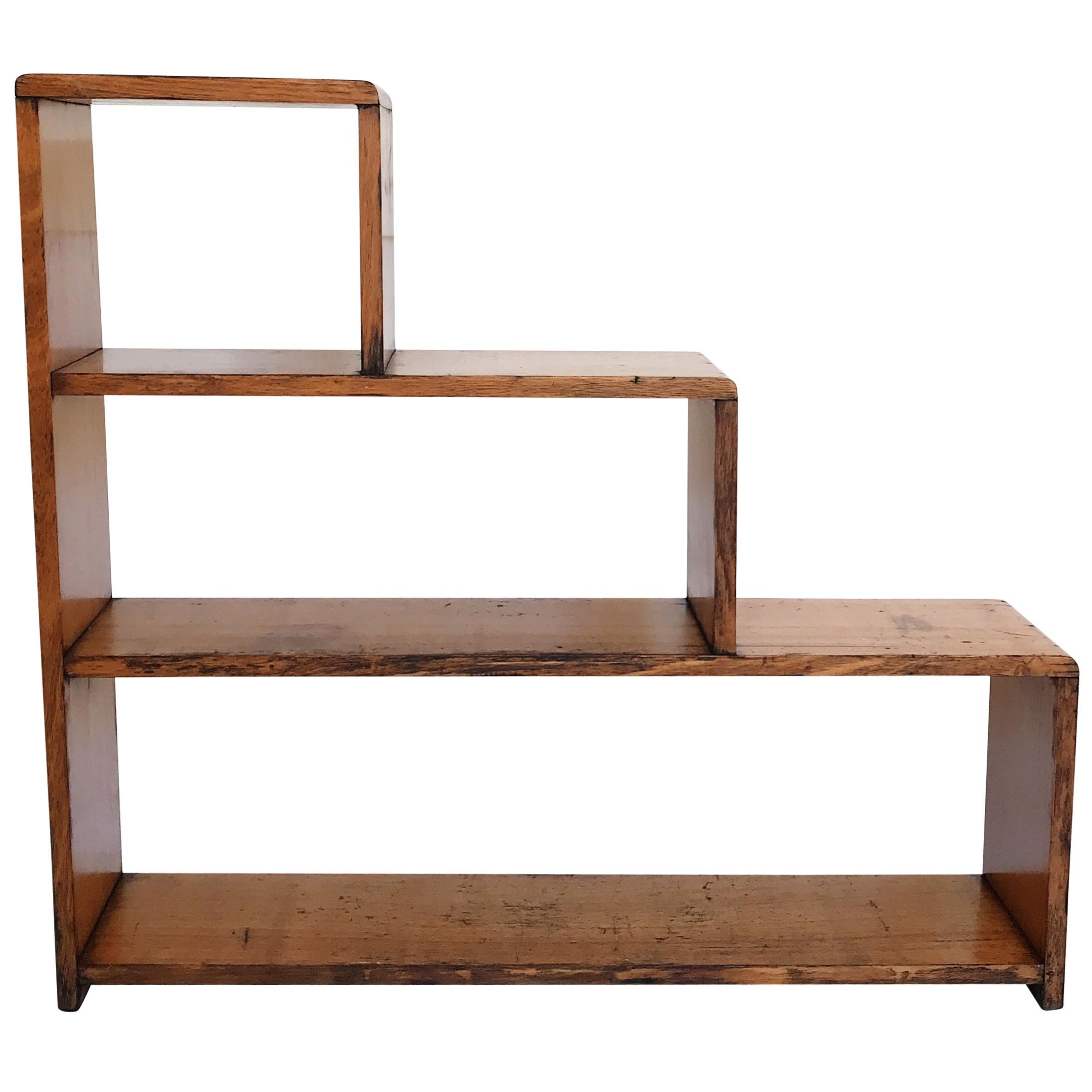 Classic Mid-20th Century Oak Three Step Bookcase and Display Shelves