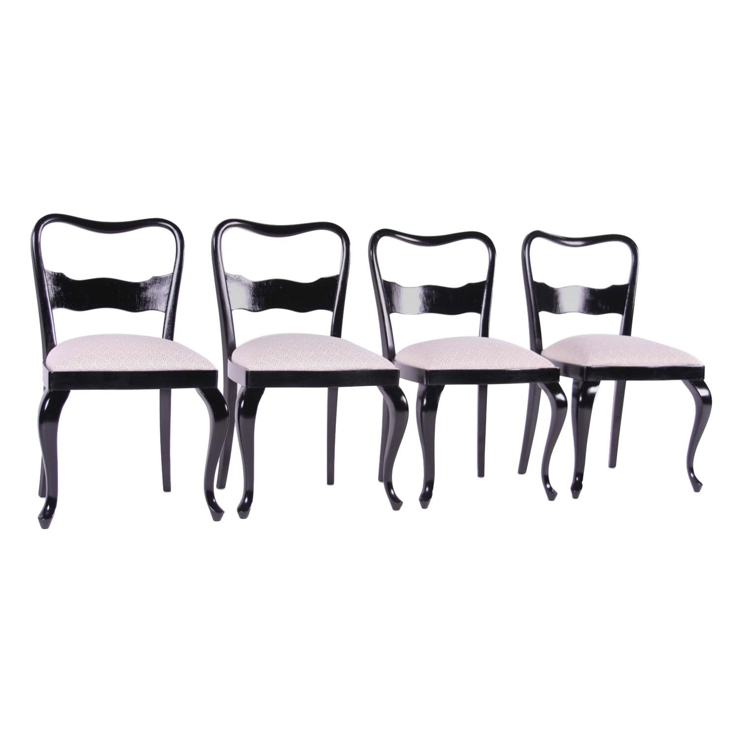 Czech Historism Design Black and White Dining Chairs For Sale