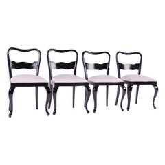 Czech Historism Design Black and White Dining Chairs