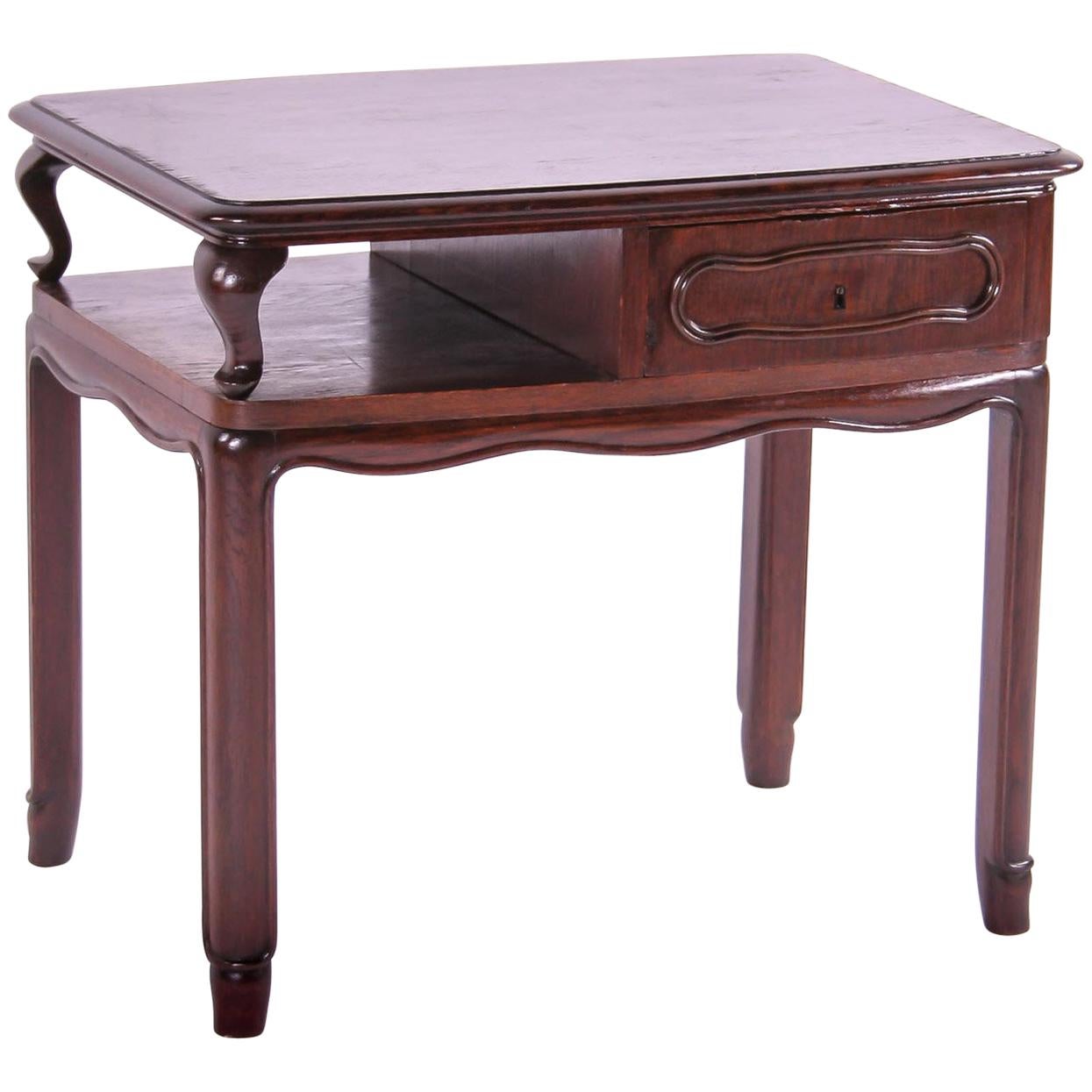 Czech Historism Design Table with Storage and Drawer For Sale