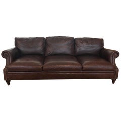 Luxurious Dark Brown Leather Ralph Lauren Sofa