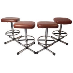 Set of 4 Midcentury Swivel Stools by Samsonite