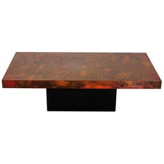 Etched and Fire Oxidized Copper Coffee Table by Bernhard Rohne, 1960s