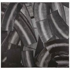 Peinture abstraite « Trowel » en noir et blanc de Duayne Hatchett, États-Unis, années 1990