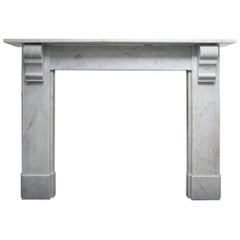 Antique Simple Reclaimed Victorian Carrara Marble Fireplace Surround