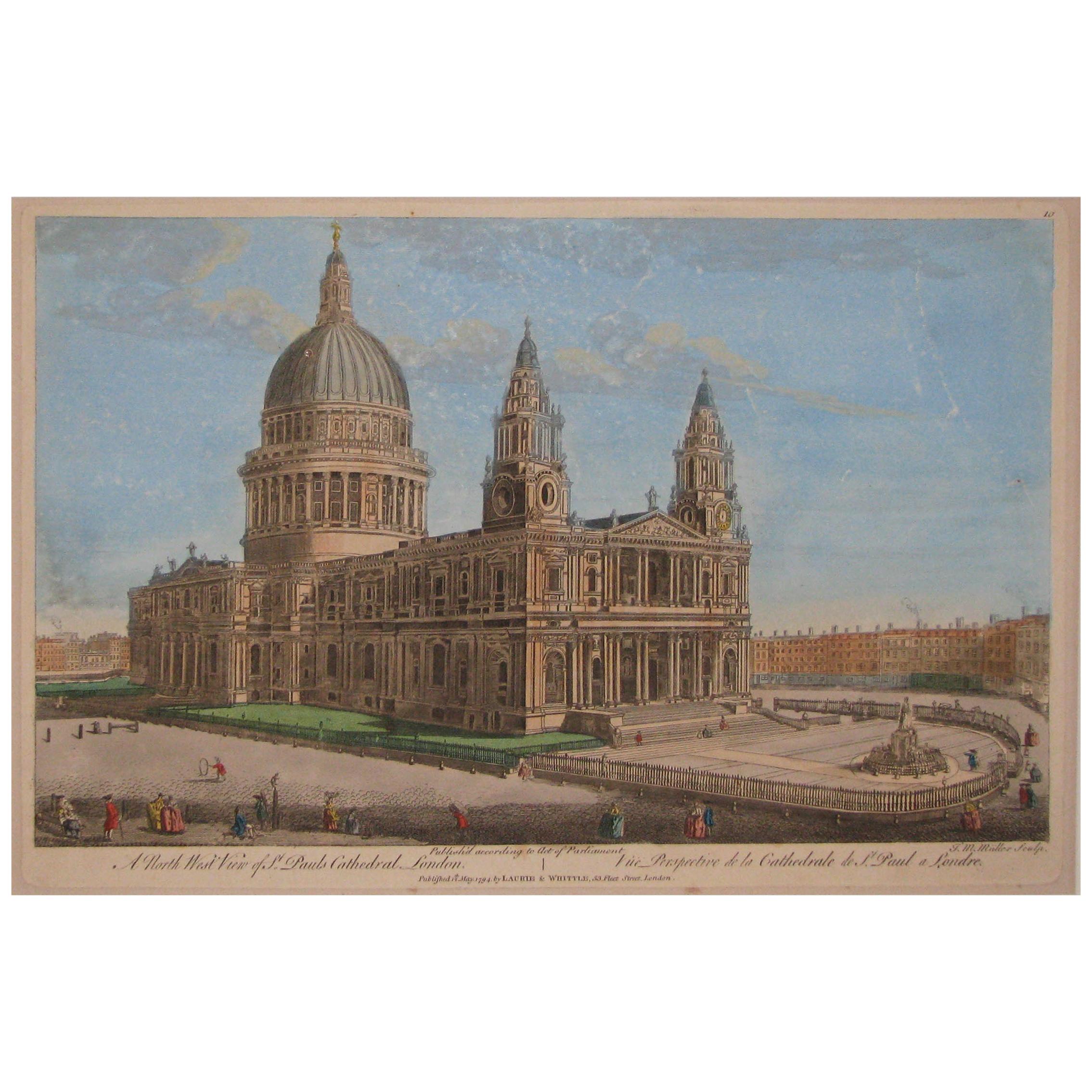Georgian Print of St. Paul's Cathedral London For Sale