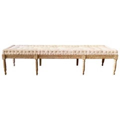 Swedish Gustavian Period Bench with Antique Linen