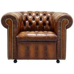 Chesterfield Armchair Leather Antique Wing Chair Recliner Armchair