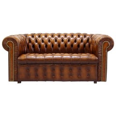 Chesterfield Sofa Leather Used Vintage Couch English Real Leather