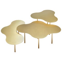 Tavolino da caffè in ottone composto da 3 pezzi di Sebastian Scherer