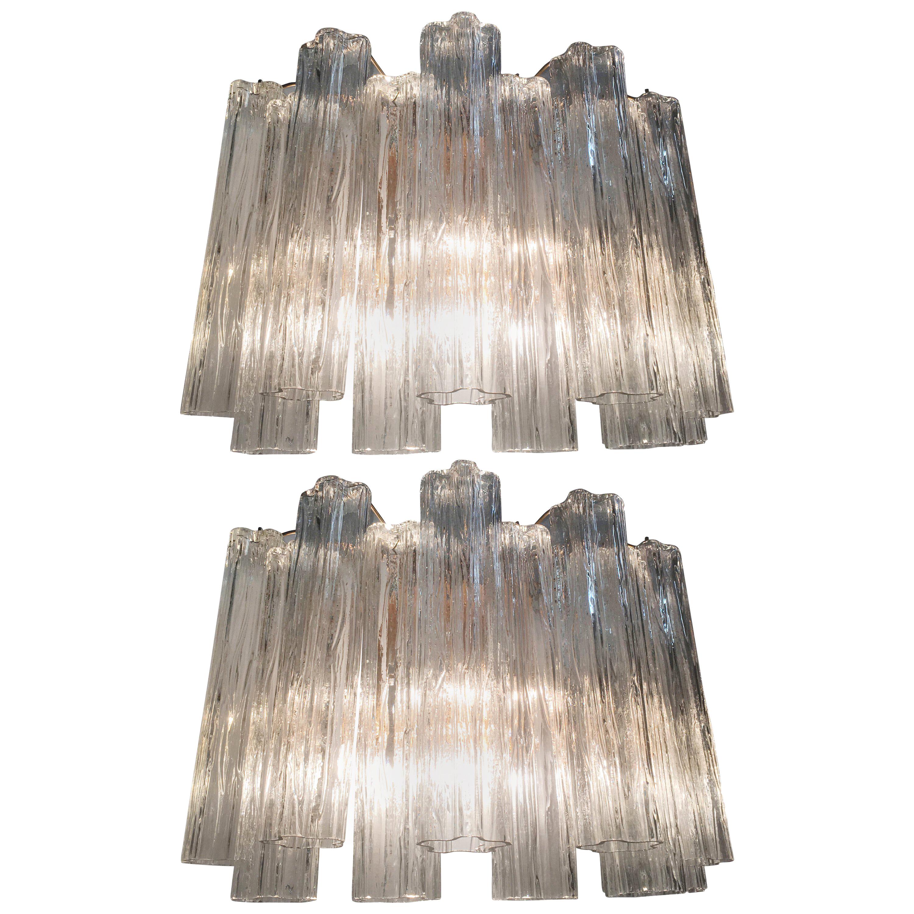 Pair of Venini Tronchi Sconces or Wall Lights by Toni Zuccheri, 1970s For Sale
