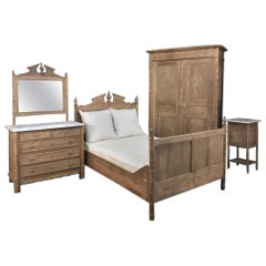 Antique 19th Century Faux Bamboo Stripped Pine 4-Piece Bedroom Set