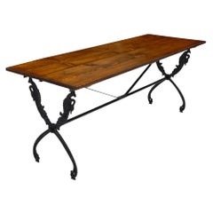 Antique 19th Century French Farm Table with Iron Base
