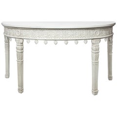 Kent White Sheraton Style Demilune Console