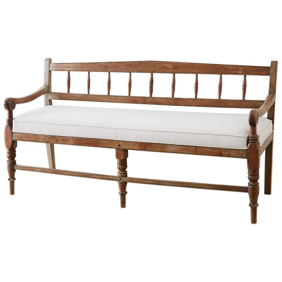 19th Century British Colonial Carved Teak Plantation Bench