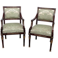 Pair of Schumacher Empire Style Armchairs