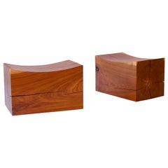 Walnut Pillow Benches on Casters by Chris Lehrecke