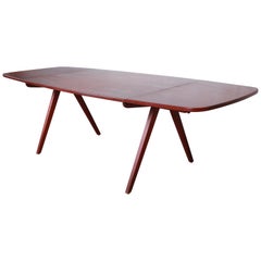 Poul Volther table de salle à manger moderne danoise à pieds ciseaux en teck, de vers 1950