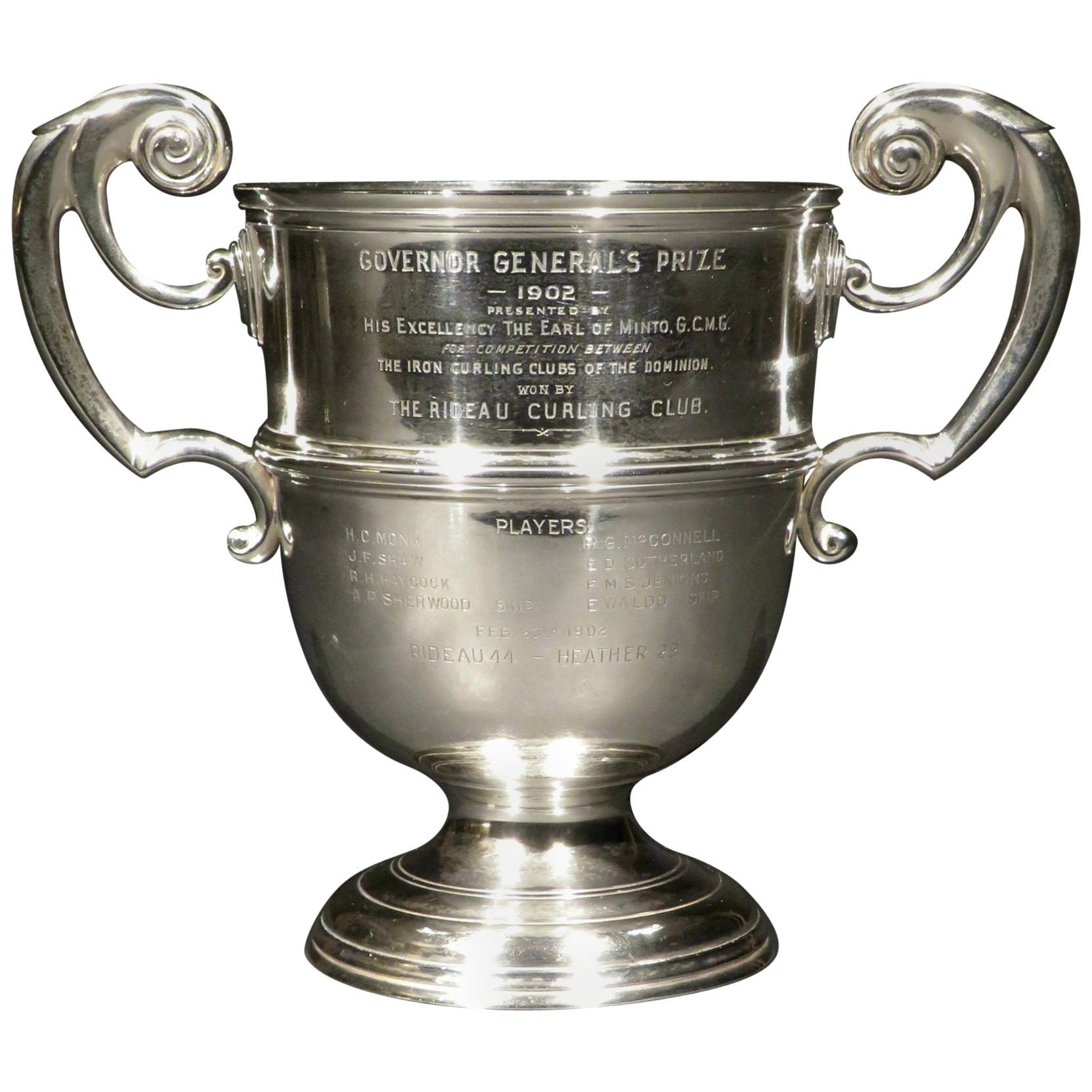 Canadian Governor Generals Prize, Sterling Silver Curling Trophy, London UK 1900