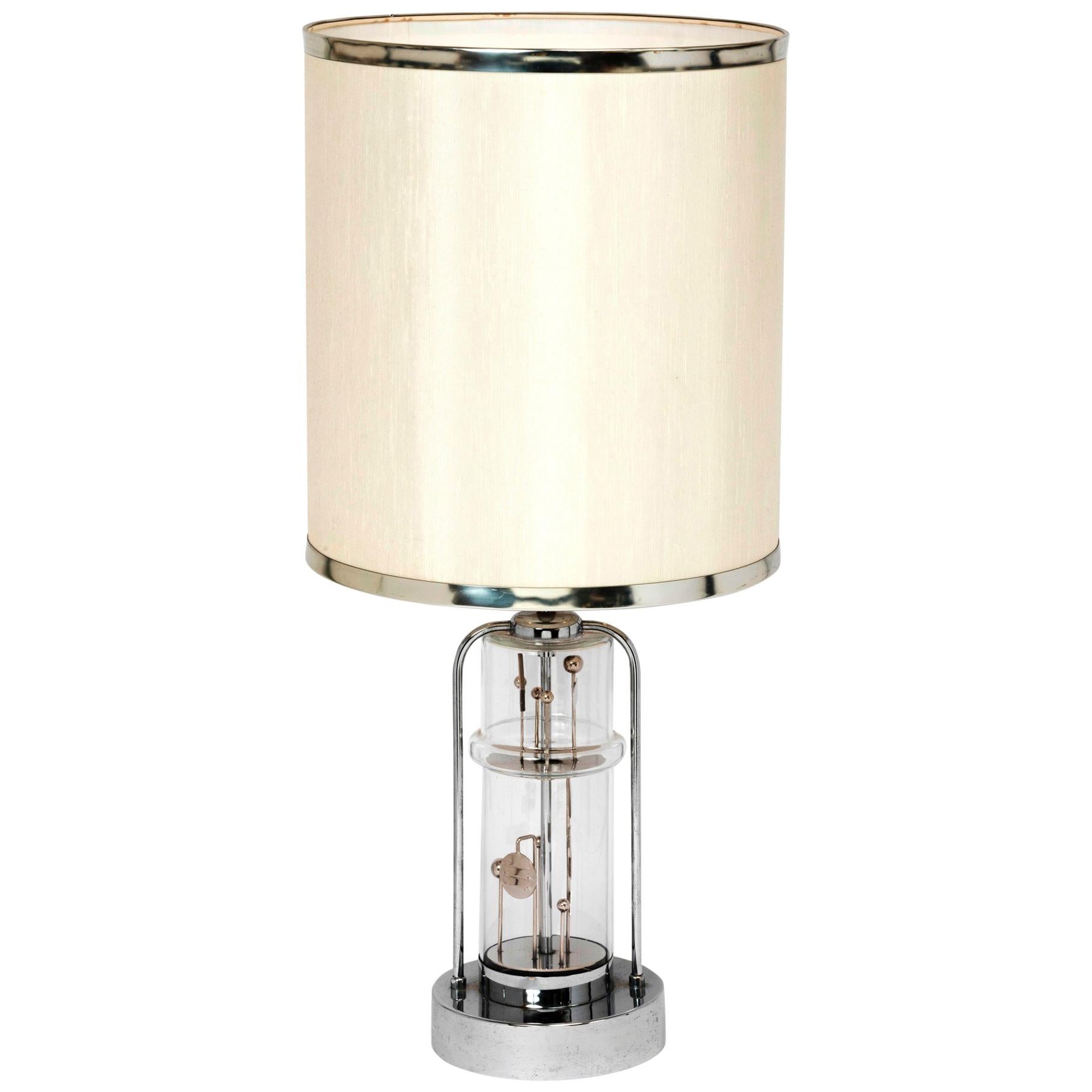 Stunning Glass and Chrome Kinetic Table Lamp , France, 1970s For Sale