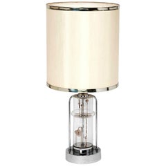 Vintage Stunning Glass and Chrome Kinetic Table Lamp , France, 1970s