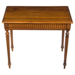 French Louis XVI Style Walnut End Table or Small Desk with Drawer