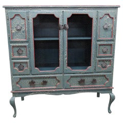 Distressed Painted Primitive Cabinet