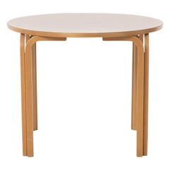 Scandinavian Modern Round Dinette Table with Birch Frame & White Laminate Top