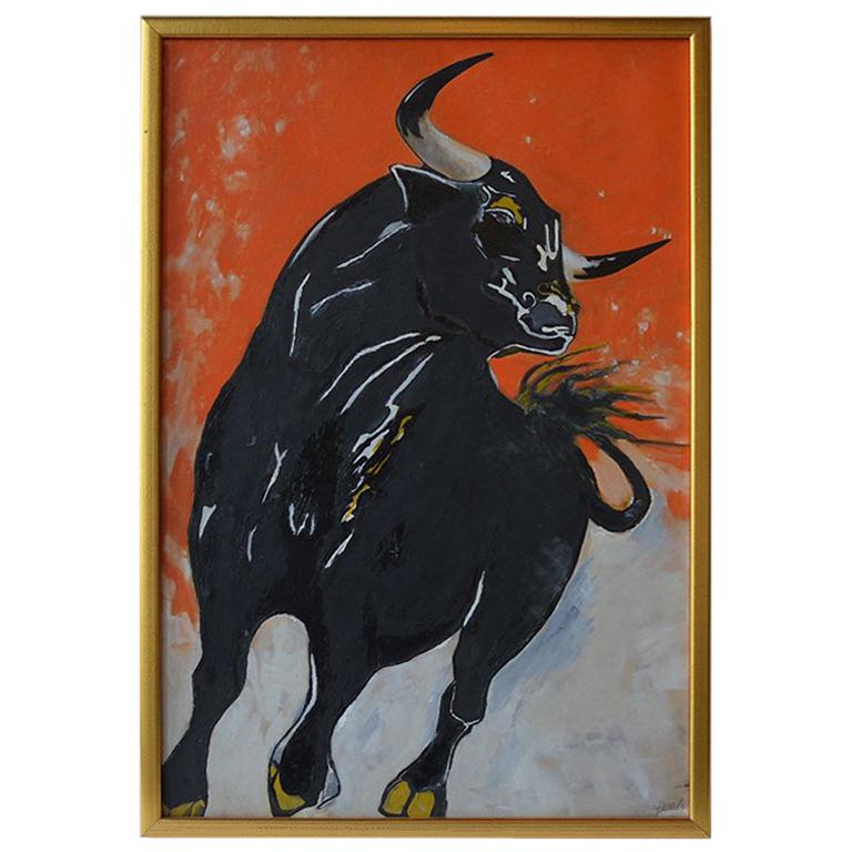 Bull Oil Painting on Canvas