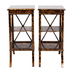 Pair of Faux Tortoise Regency Style End Tables