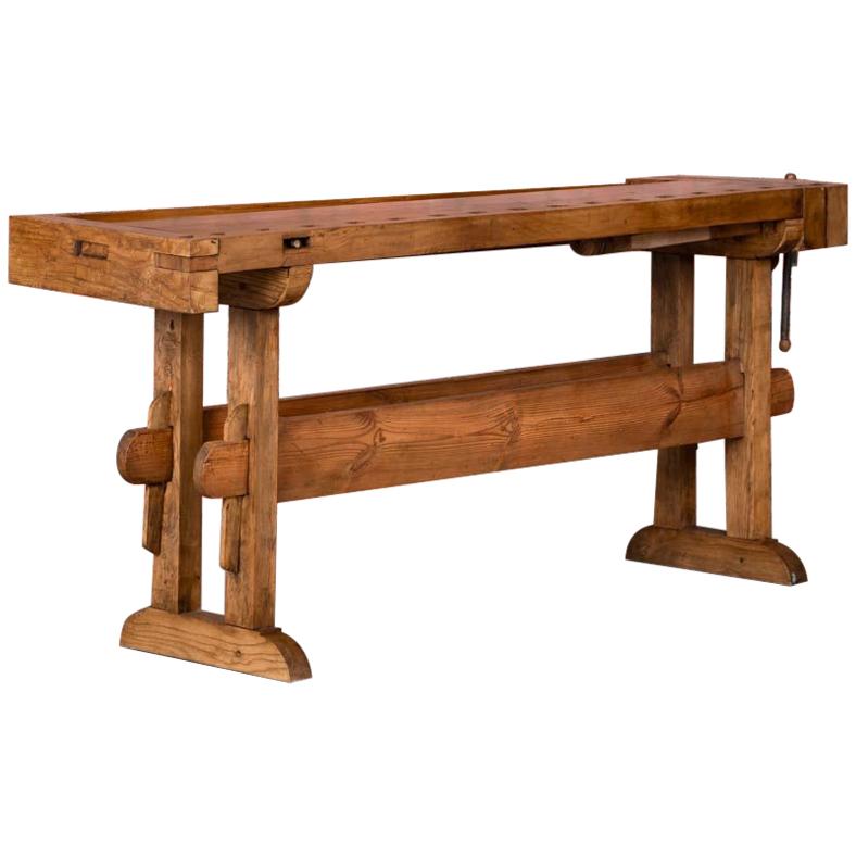 Antique Danish Carpenter's Workbench or Console Table