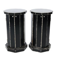 Pair of Hexagonal Black Pedestals